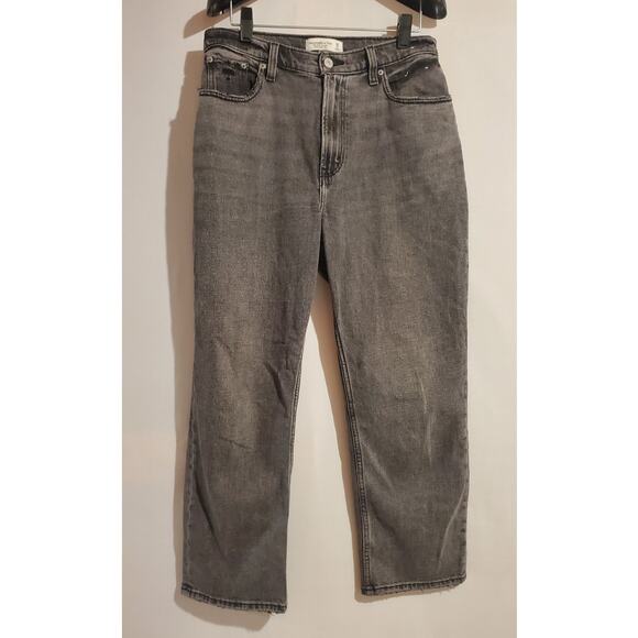 Abercrombie & Fitch Ankle Straight Ultra High Rise Jeans Womens Size 28 6S Gray - Picture 1 of 12
